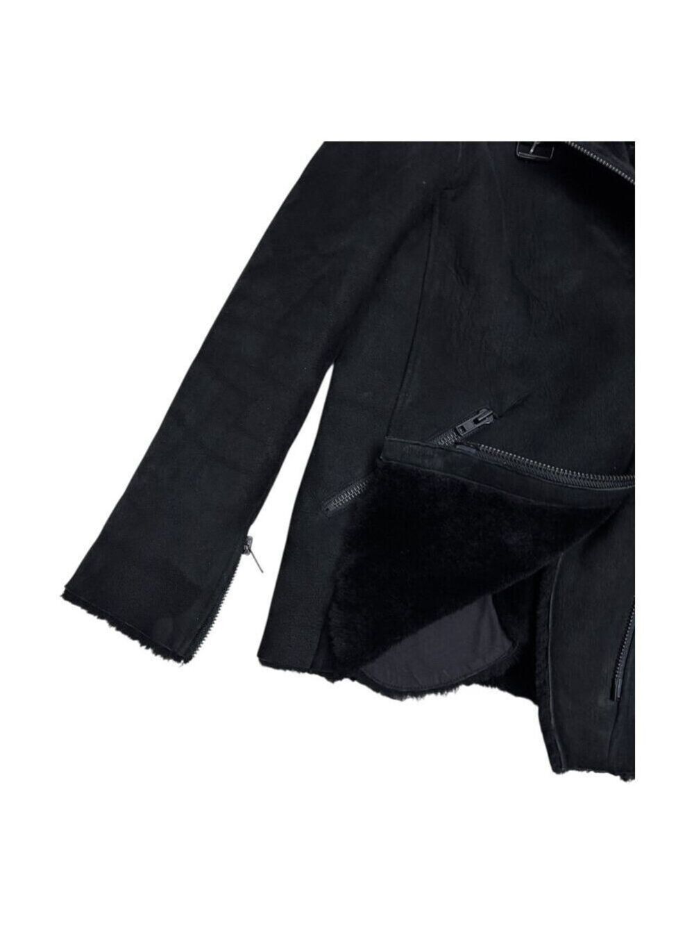 100% LAMB SHEARLING Just Female Vintage Luxury Jacket Coat Bomber Womens Small - Picture 7 of 7